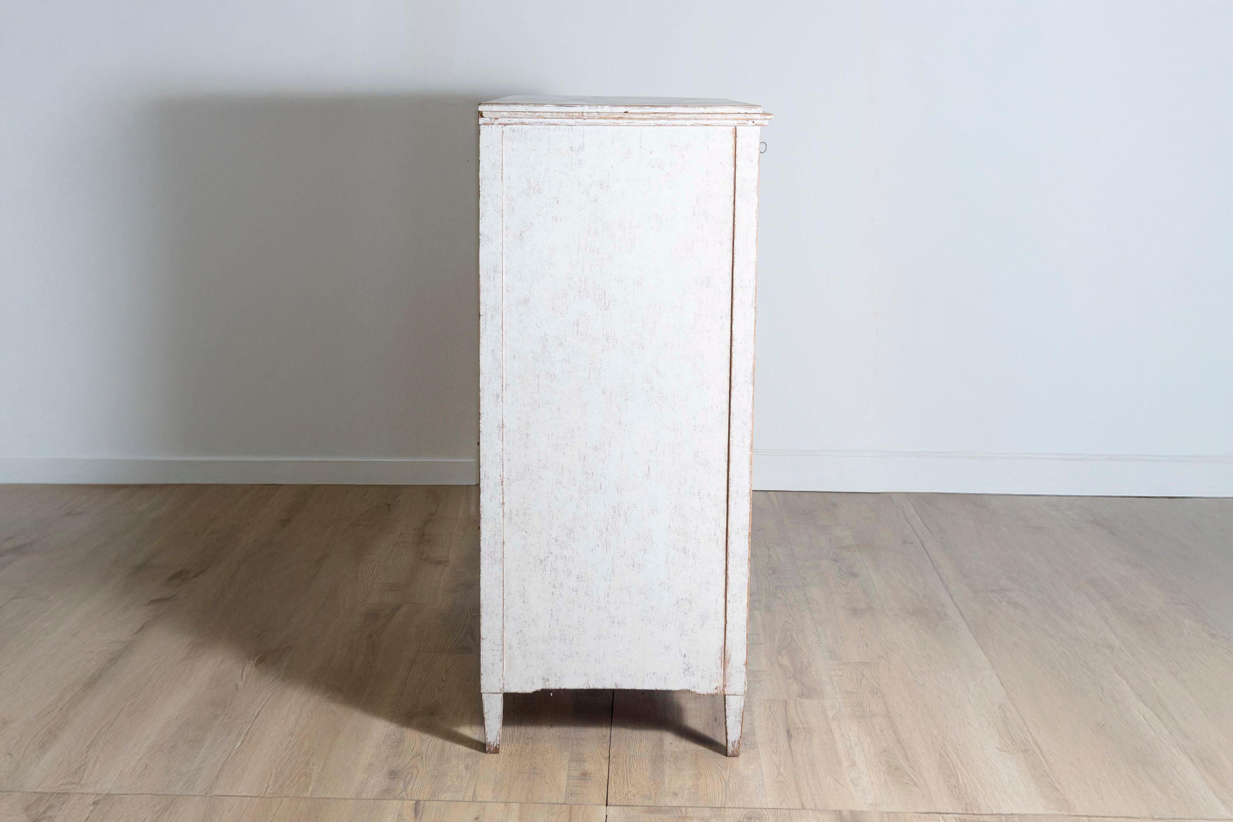 1780s Periodo Gustaviano Sueco Pintado Gris Secretario con Cajones Madera
