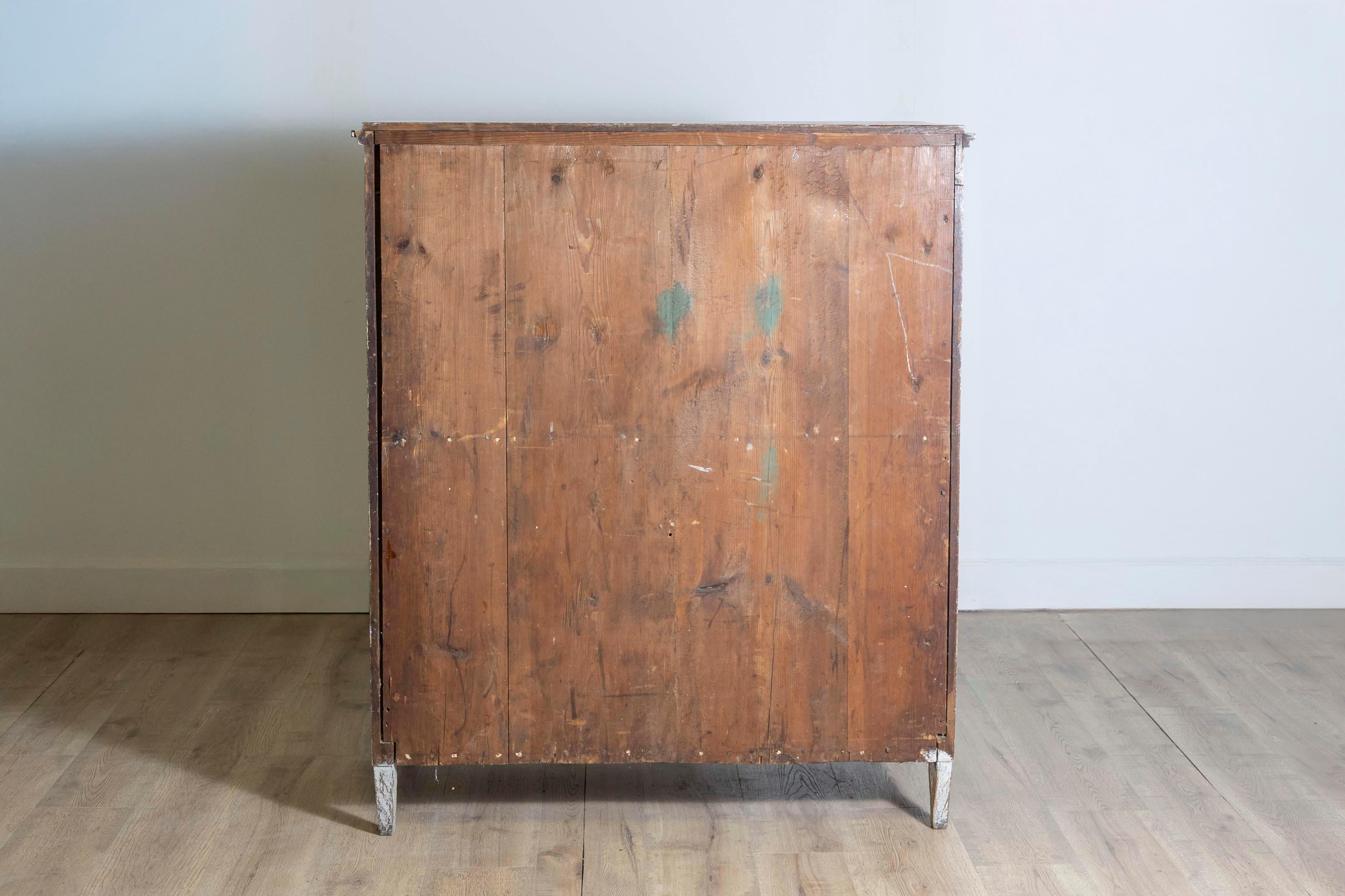 1780s Periodo Gustaviano Sueco Pintado Gris Secretario con Cajones 1