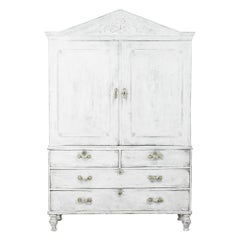 1780s Louis XVI Style  Belgian White Patinated Cabinet