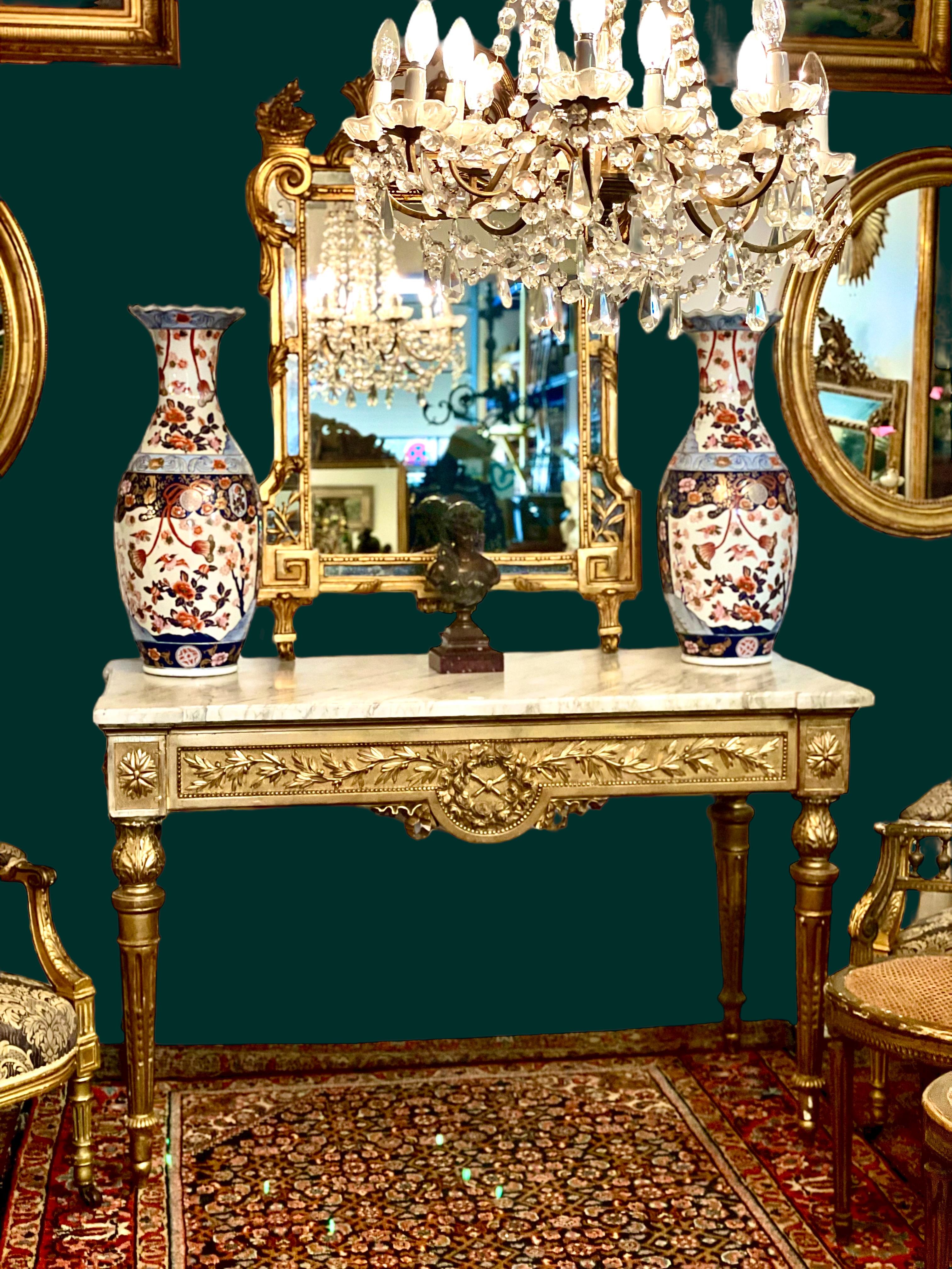 1780er Jahre Louis XVI Pareclose Giltholz-Spiegel  im Angebot 5