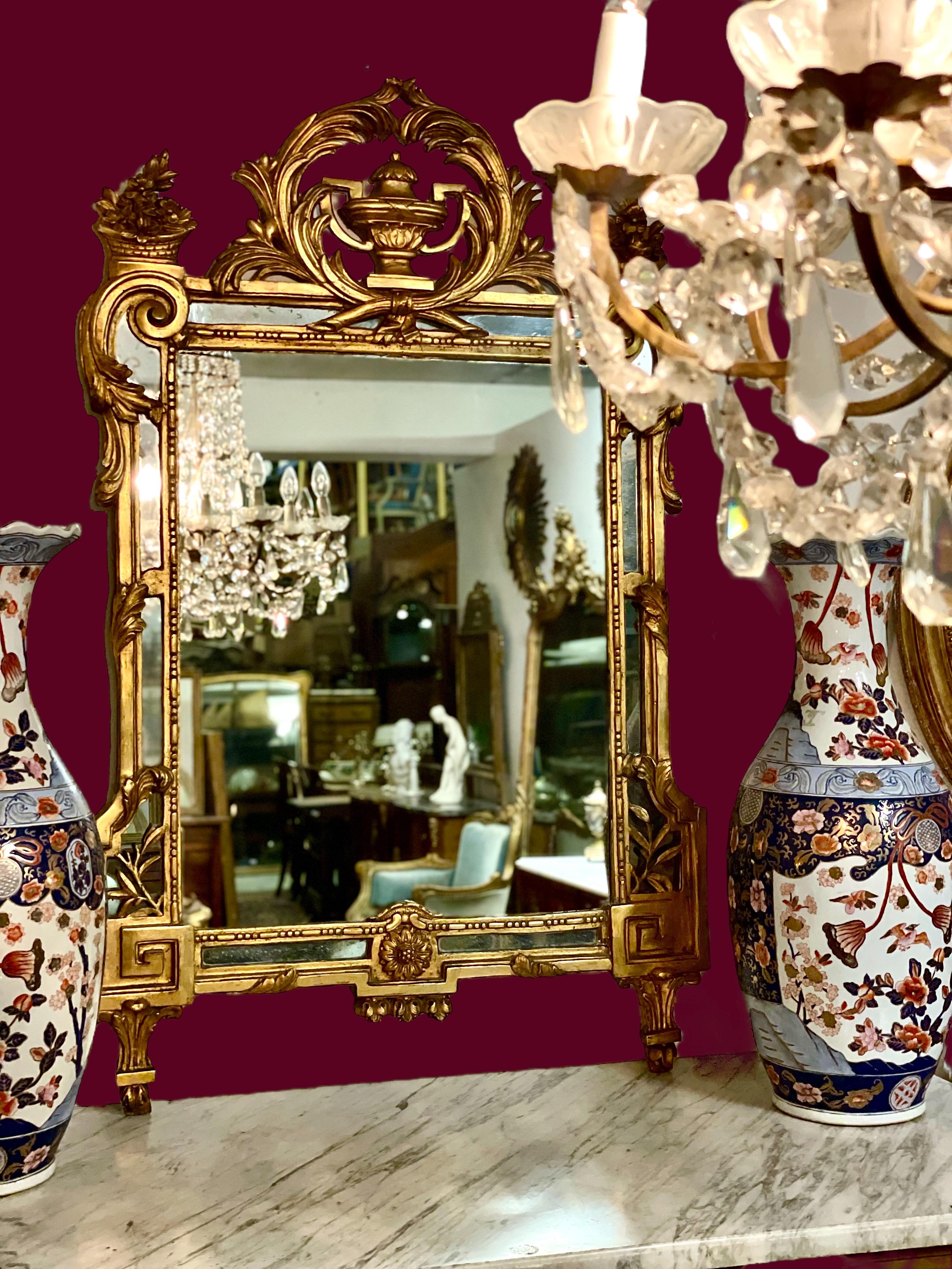 1780s Louis XVI Pareclose Giltwood Mirror  For Sale 7