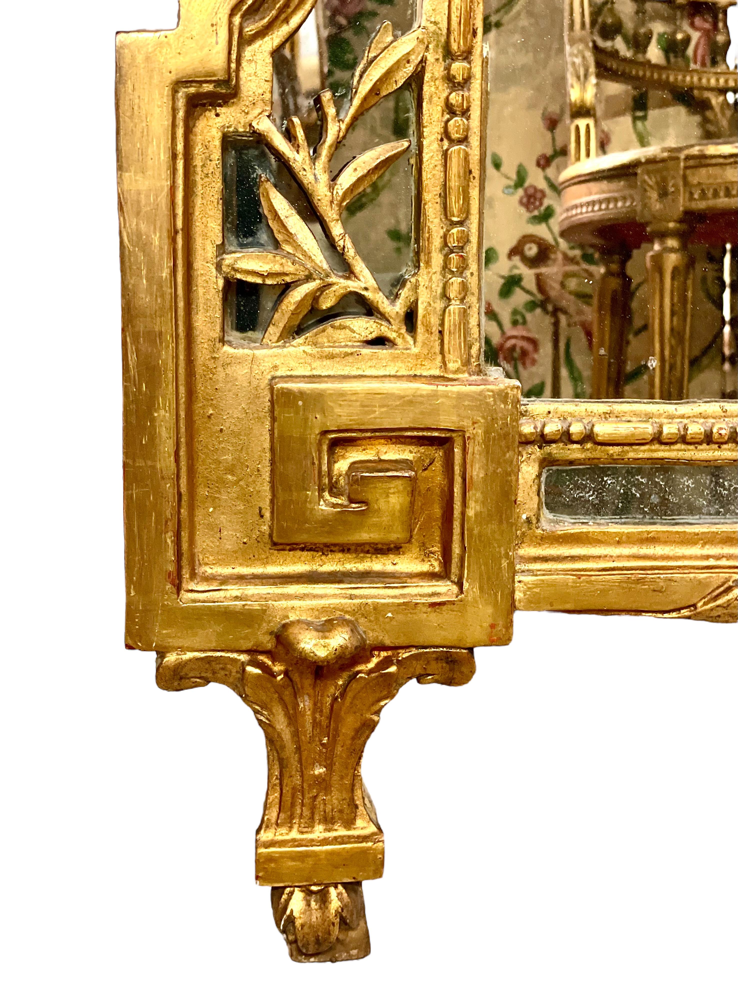 Miroir Louis XVI en bois doré de Pareclose des années 1780  en vente 1