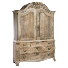 Antique 1780s Netherlands Bleached Oak Cabinet