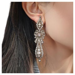 1780s Portuguese Antique Black Dot Paste and Silver Earrings