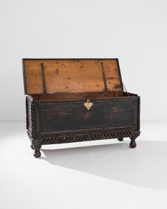 1780s Southern European Black Patinated Wooden Trunk
