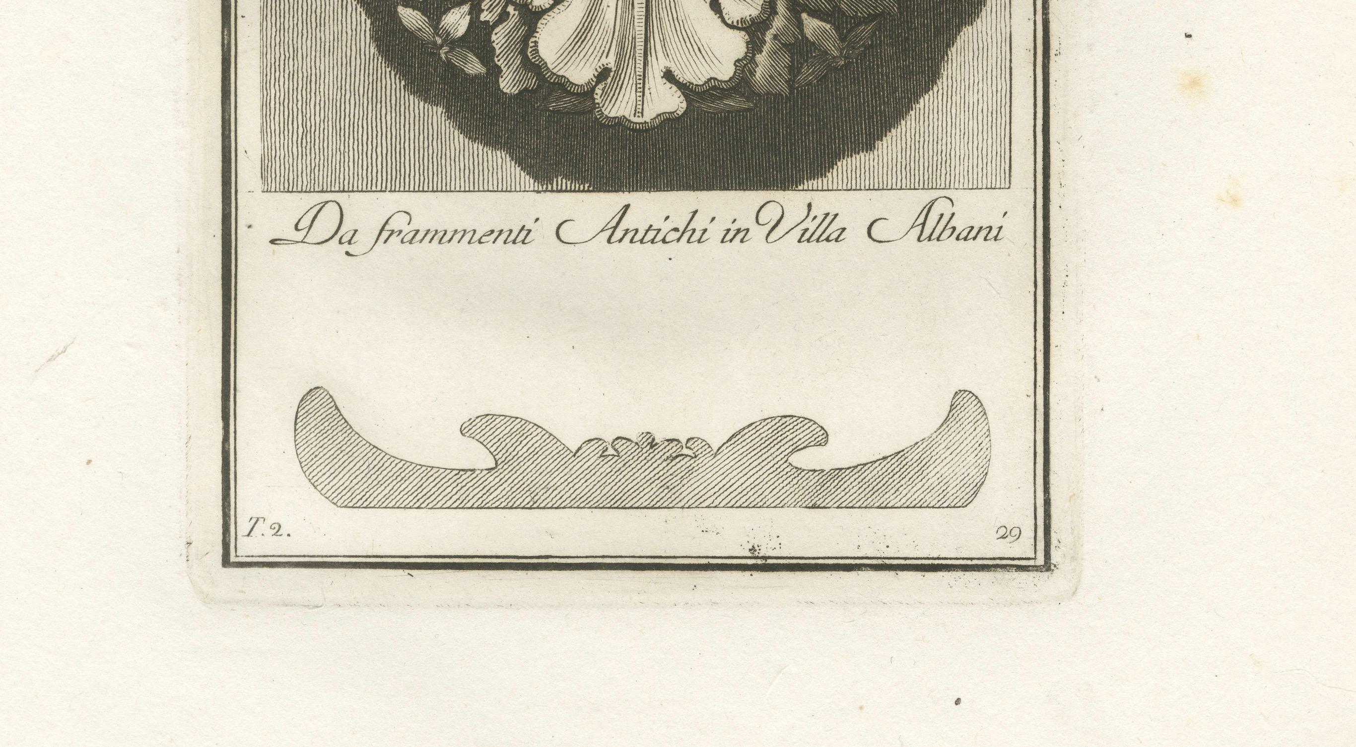 Engraved 1780s Villa Albani-inspired Rosette Engraving For Sale