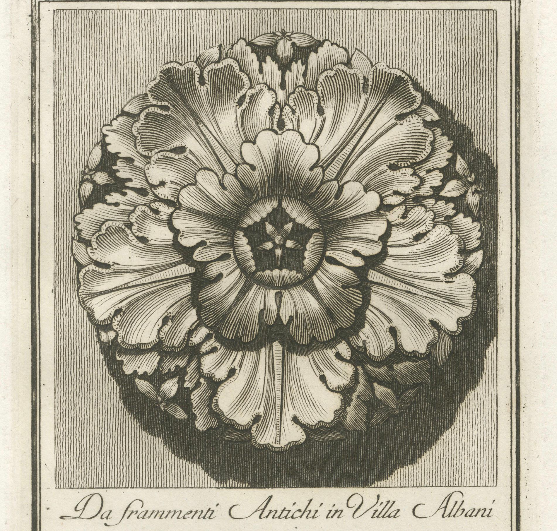 Late 18th Century 1780s Villa Albani-inspired Rosette Engraving For Sale
