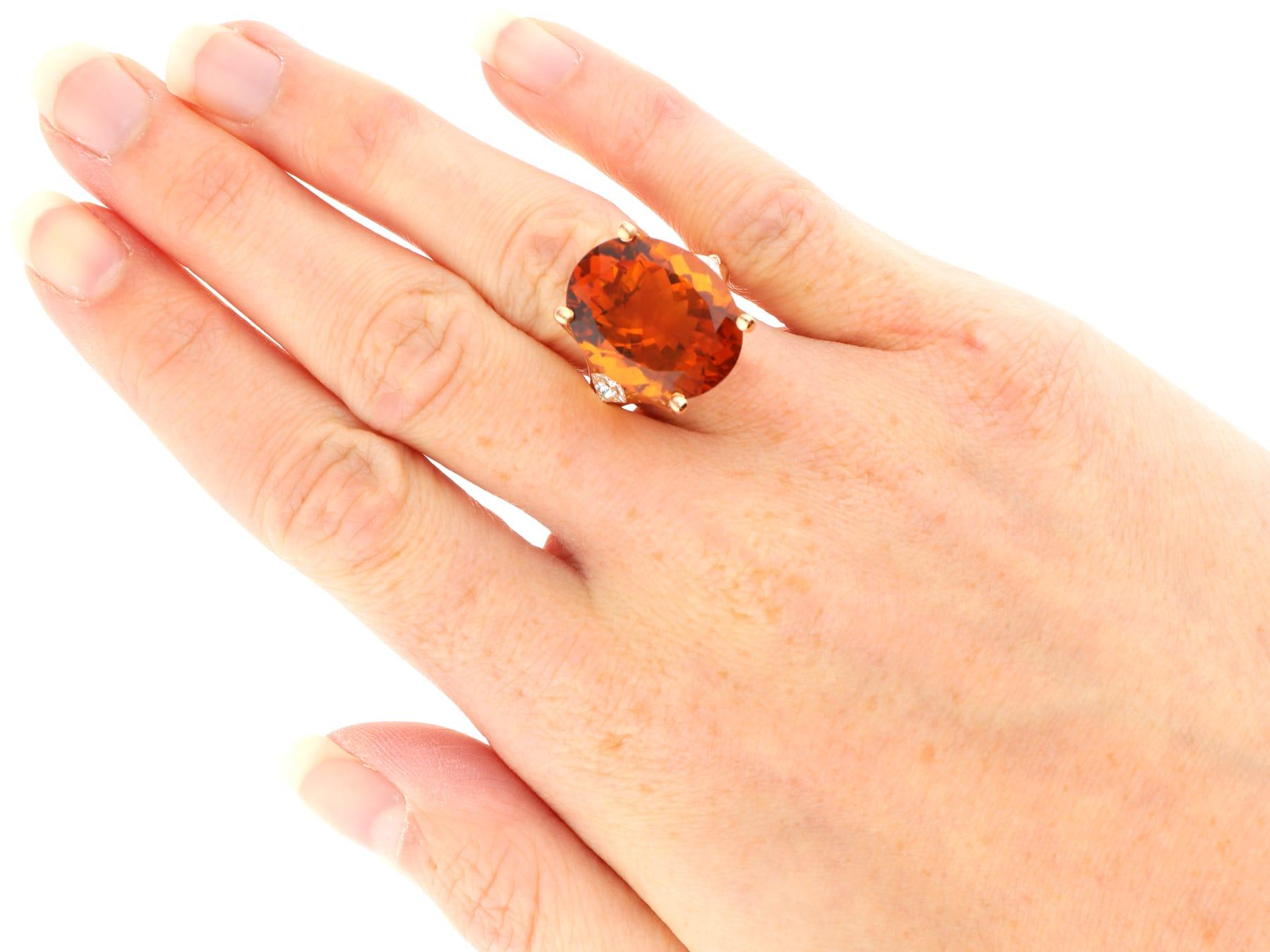 17,81 Karat Citrin und 0,51 Karat Diamant, 18k Roségold Kleidring (1994) im Angebot 5