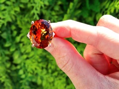 17.81 Carat Citrine and 0.51 Carat Diamond, 18k Rose Gold Cocktail Ring (1994)