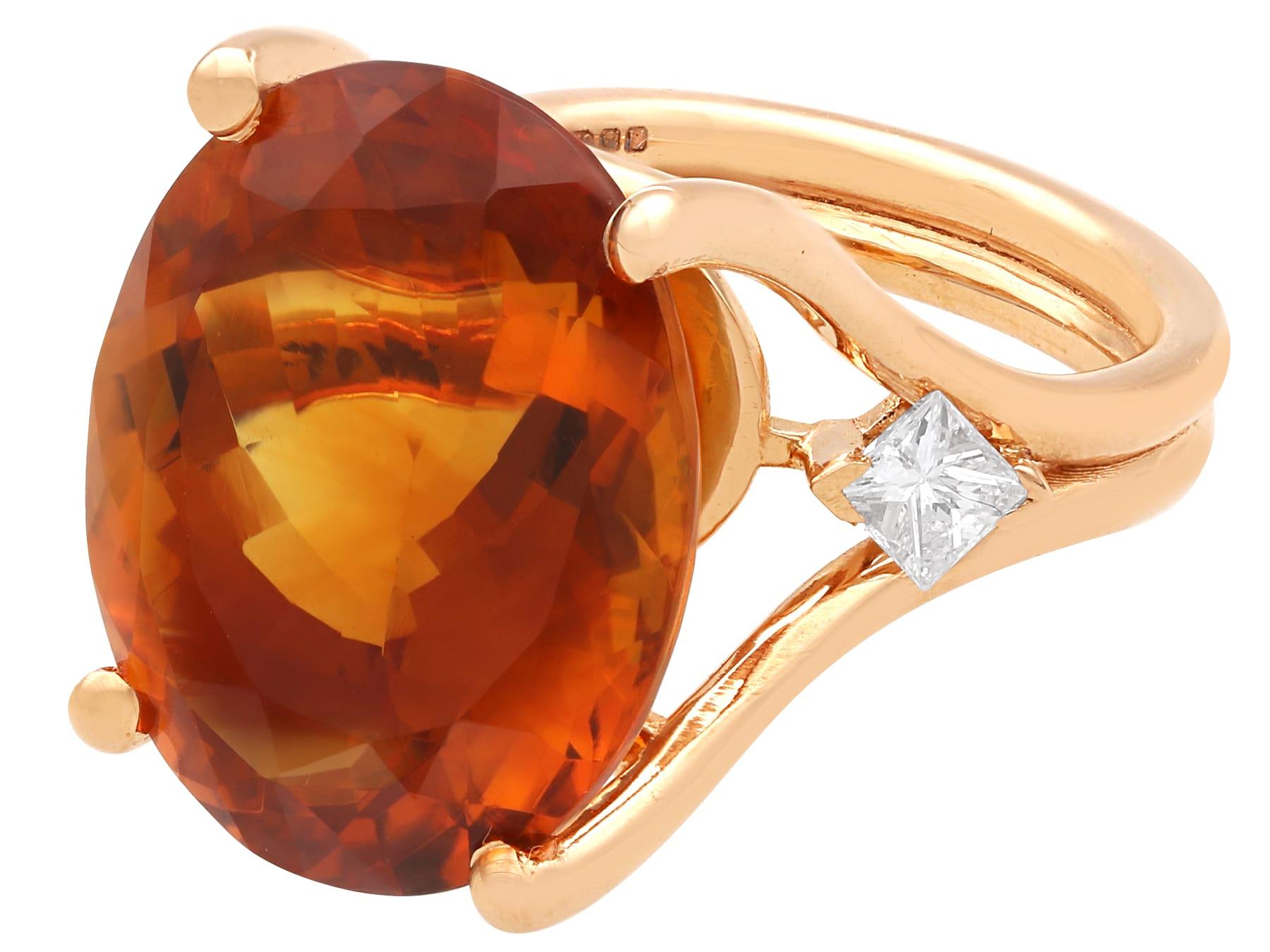 17,81 Karat Citrin und 0,51 Karat Diamant, 18k Roségold Kleidring (1994) für Damen oder Herren im Angebot