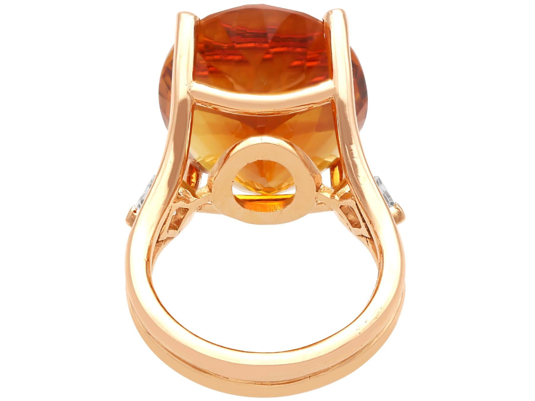 17,81 Karat Citrin und 0,51 Karat Diamant, 18k Roségold Kleidring (1994) im Angebot 1
