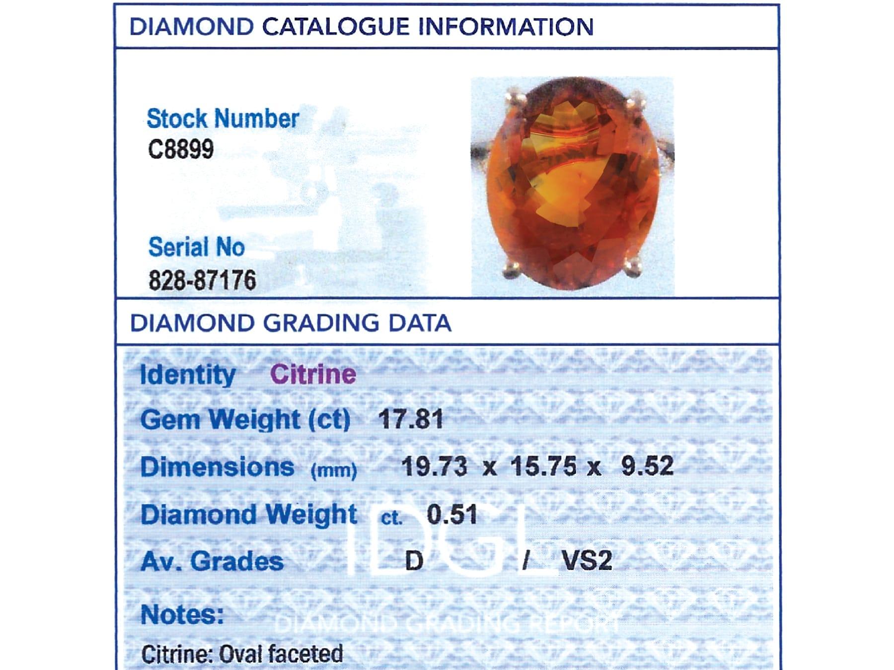 17,81 Karat Citrin und 0,51 Karat Diamant, 18k Roségold Kleidring (1994) im Angebot 4