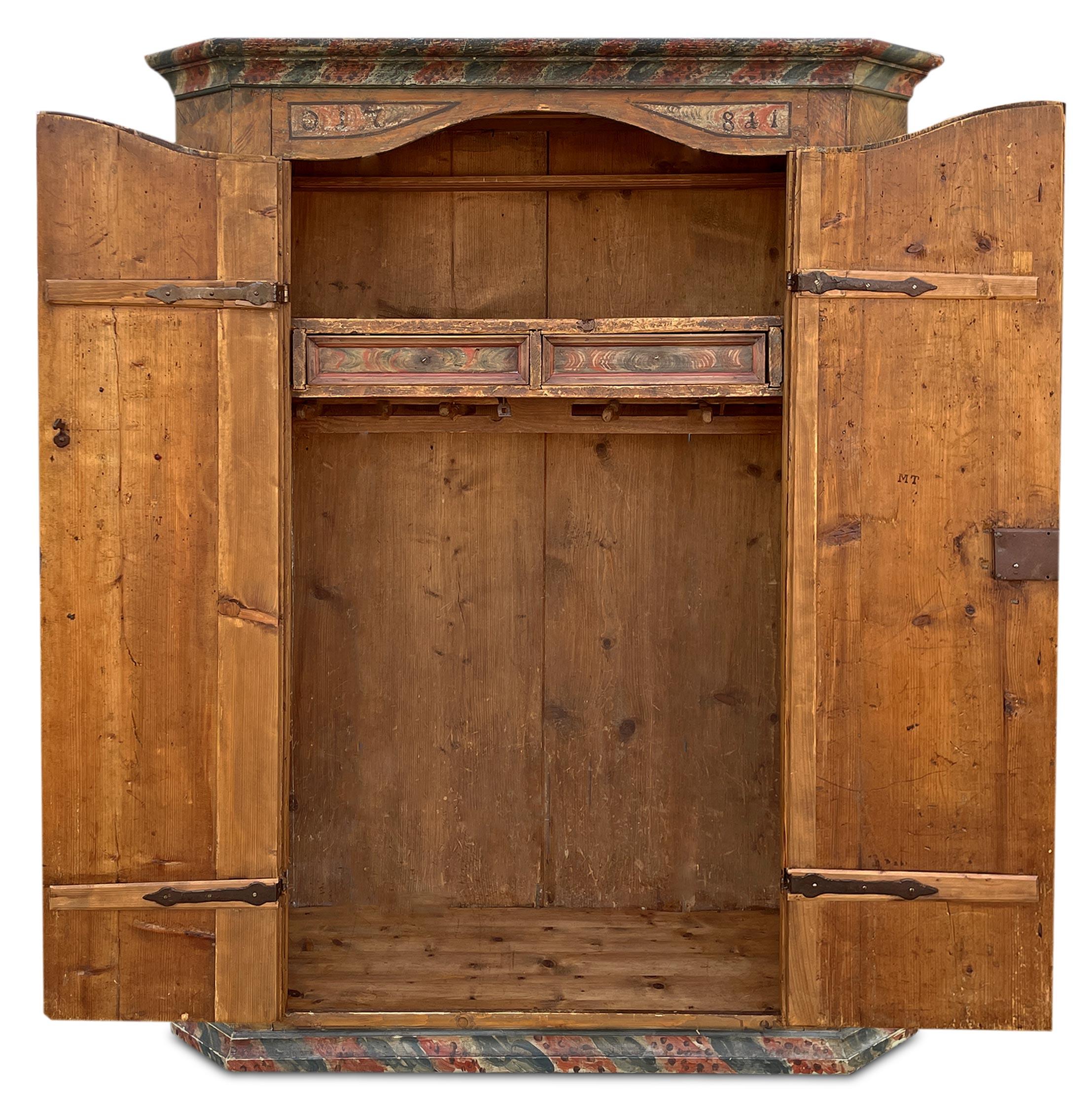 Neoclassical 1781 Tyrolean Painted Wardrobe   For Sale