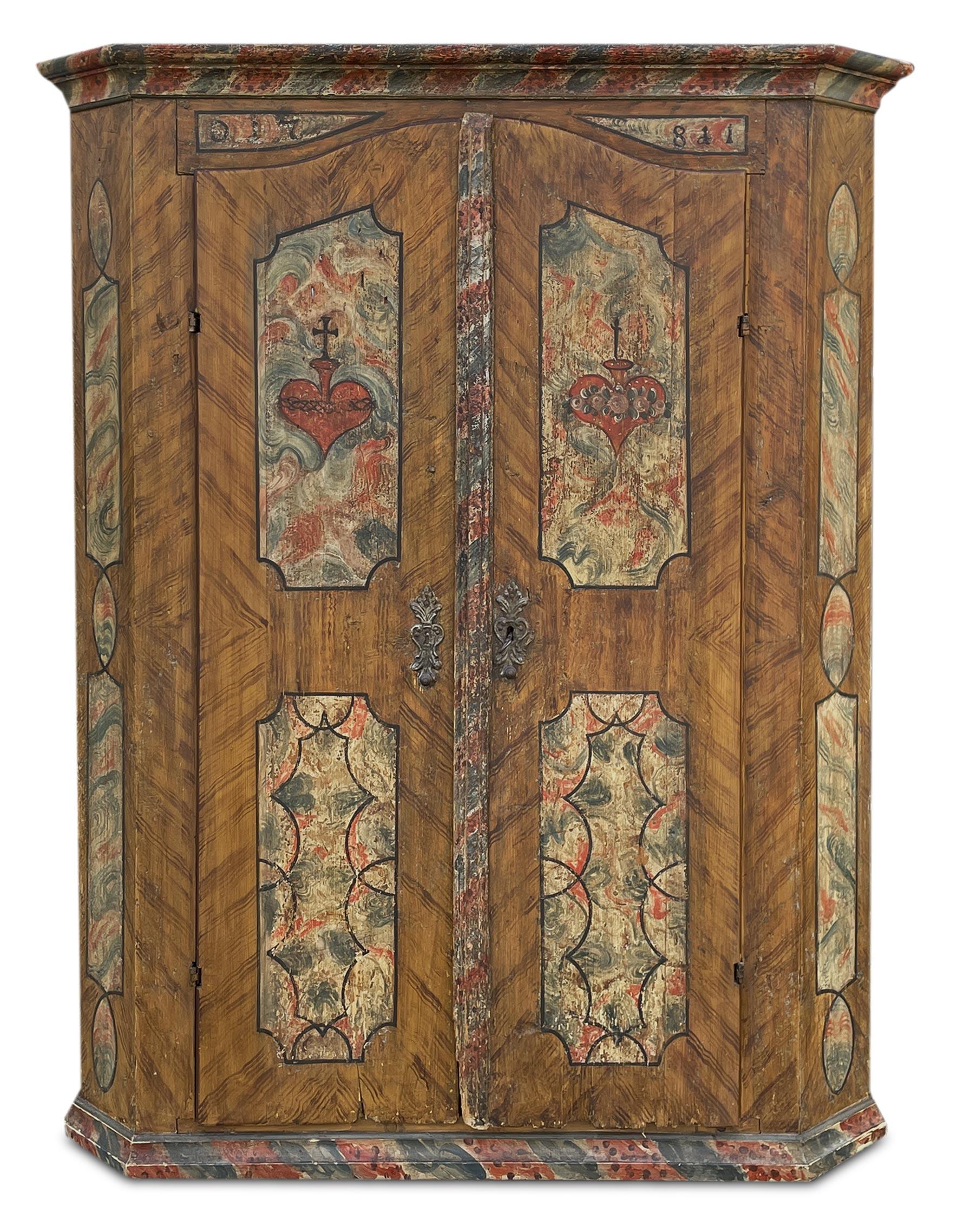 Austrian 1781 Tyrolean Painted Wardrobe   For Sale