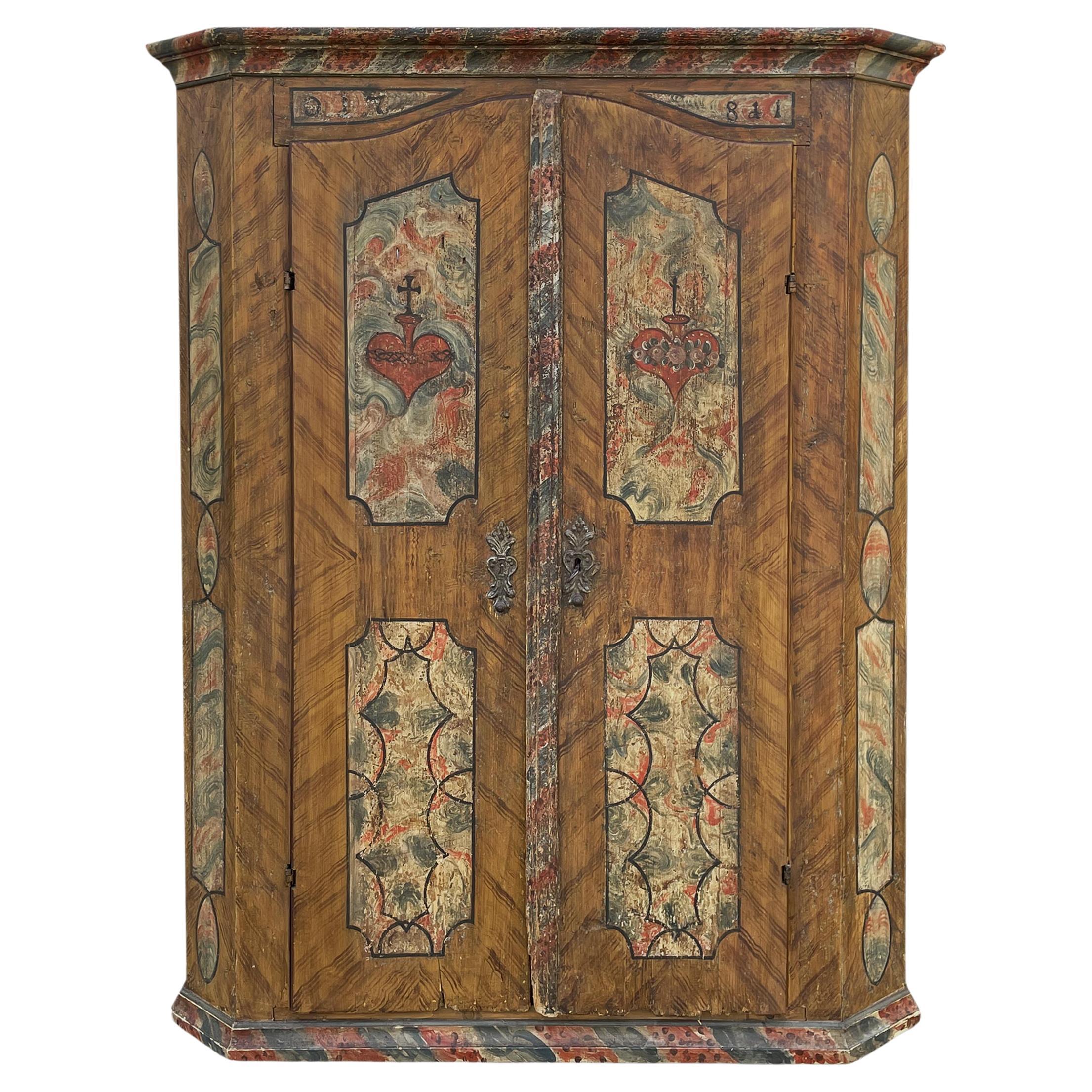 1781 Tyrolean Painted Wardrobe   For Sale