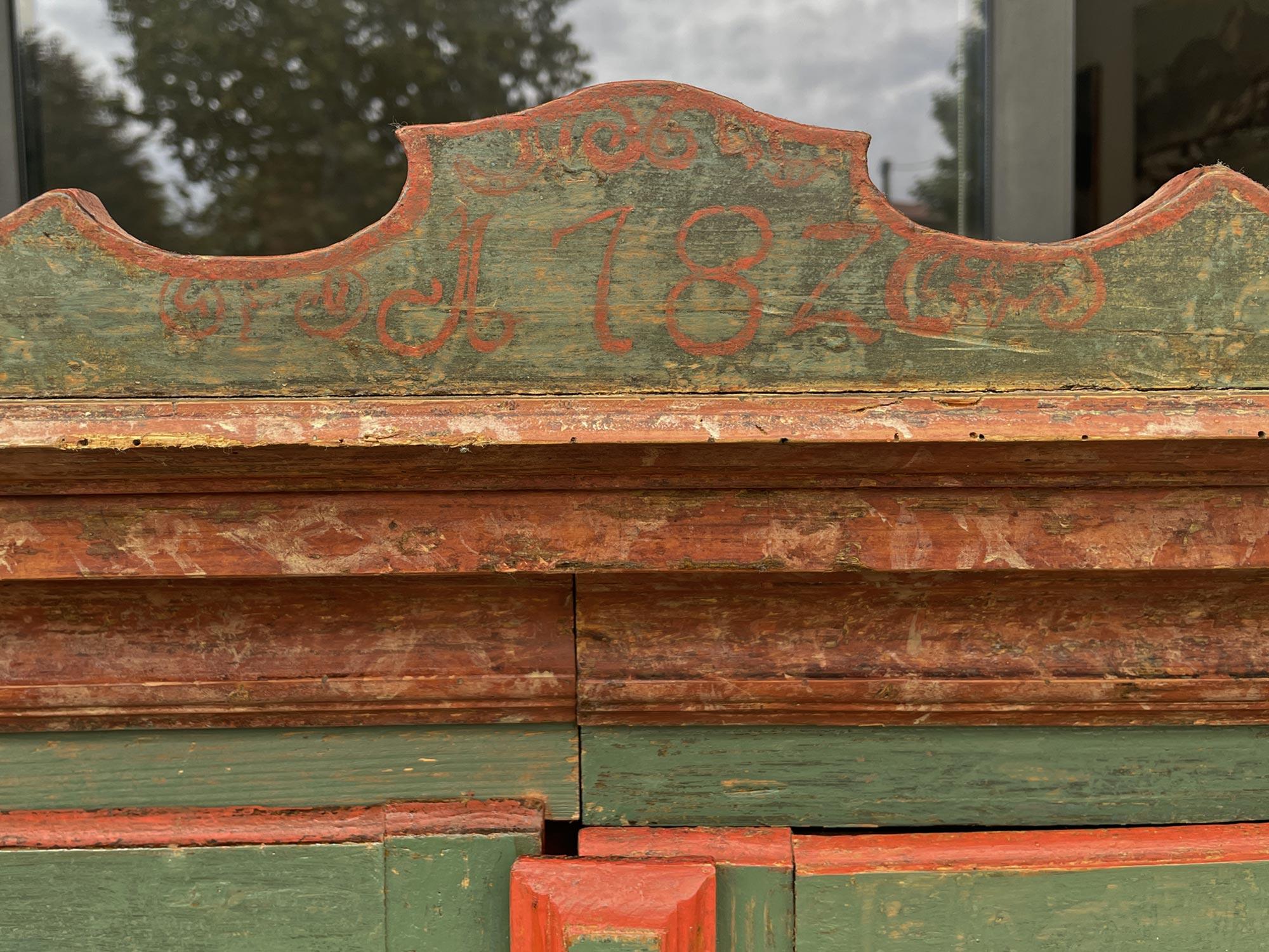 1782 Green Floral Painted Wardrobe 1
