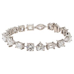Bracelet tennis en or blanc 18 carats avec diamants taille mixte D-G SI1-I1 GIA de 17,83 carats