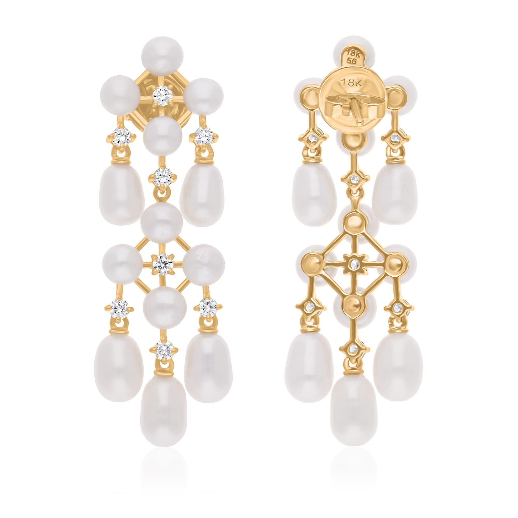 Cast from 18-karat gold, these exquisite earrings are handset with 17.83 carats pearl and 0.58 carats of sparkling diamonds.

FOLLOW SPECTRUM JEWELS storefront to view the latest collection & exclusive pieces. Spectrum Jewels is proudly rated as a