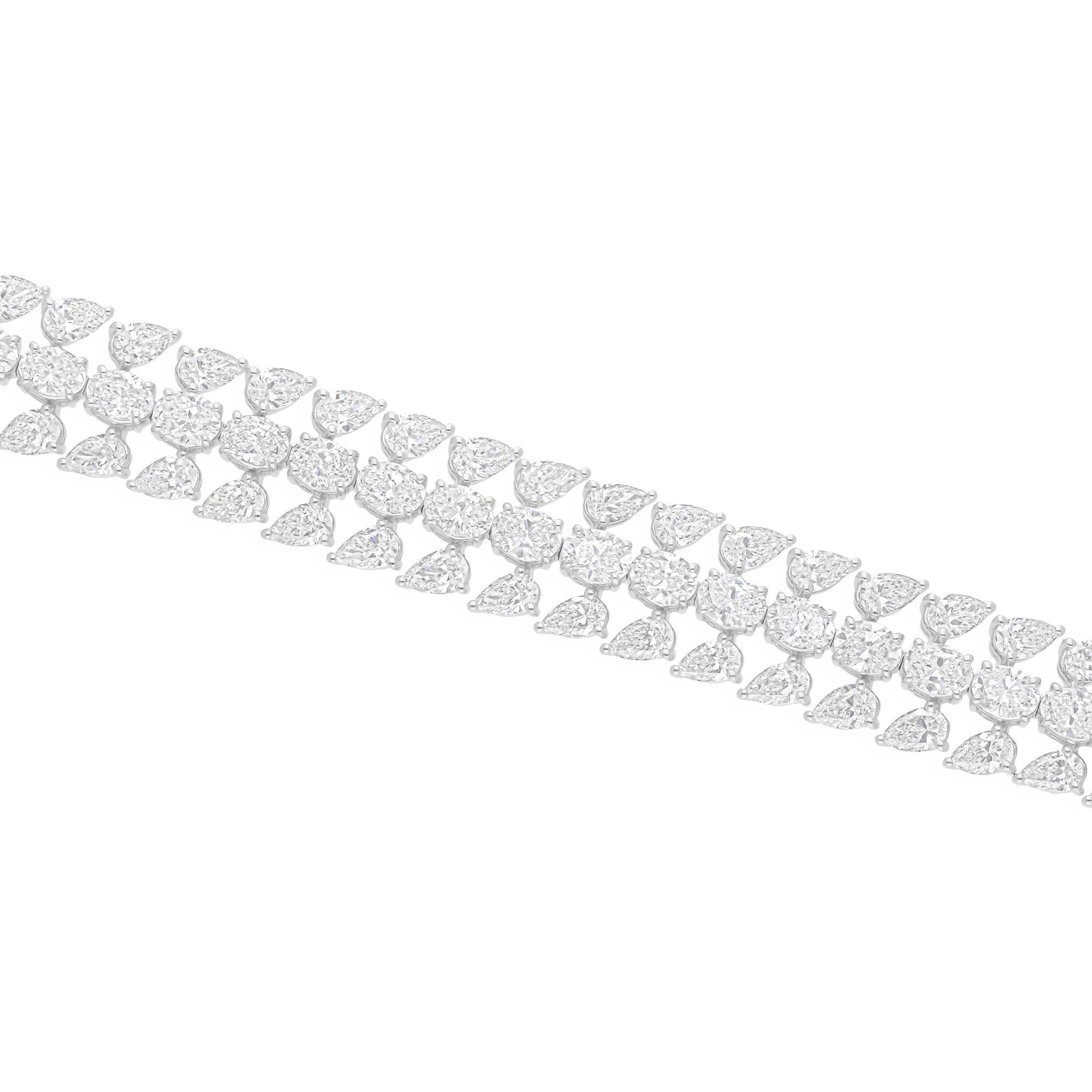 17.83 Carat SI/H Oval Pear Brilliant Cut Diamond Bracelet 18 Karat White Gold Neuf - En vente à Diera, Dubai