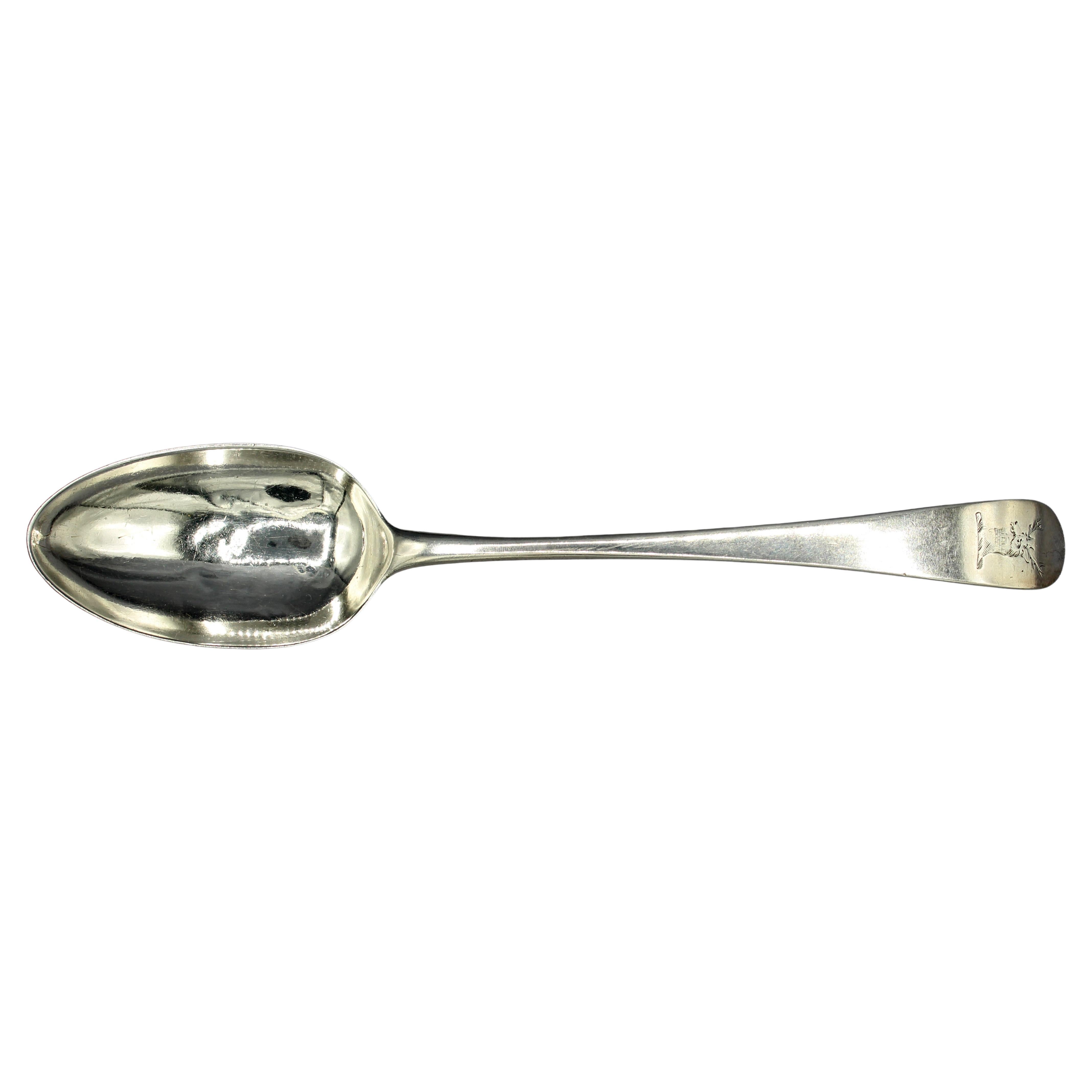 Cuchara de plata de ley con dibujo inglés antiguo de 1783 por Hester Bateman