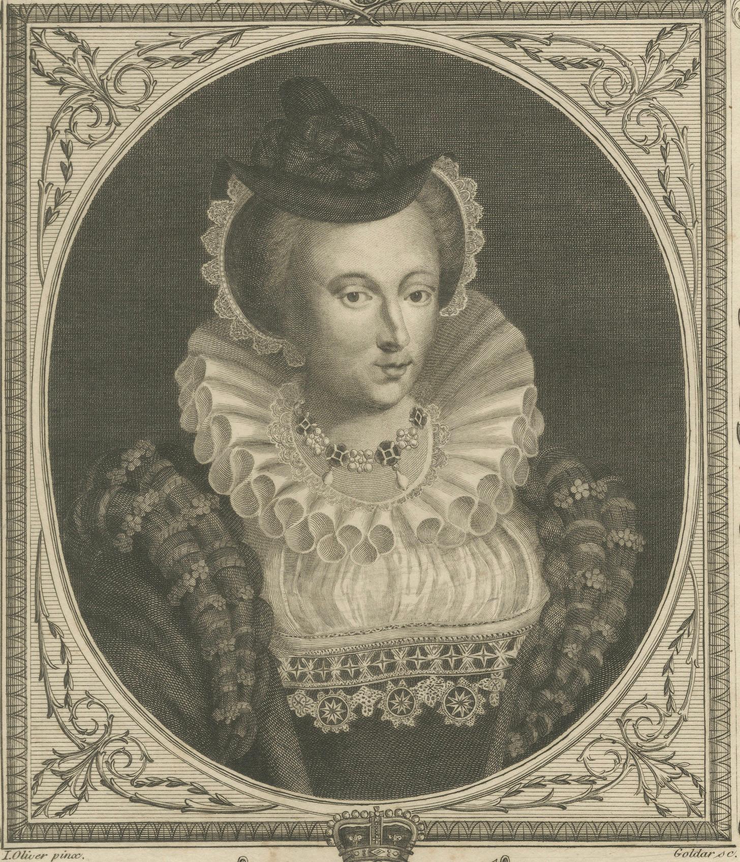 Gravé 1784 Elegance gravée de Marie, reine d'Écosse - Monarque tragique en vente