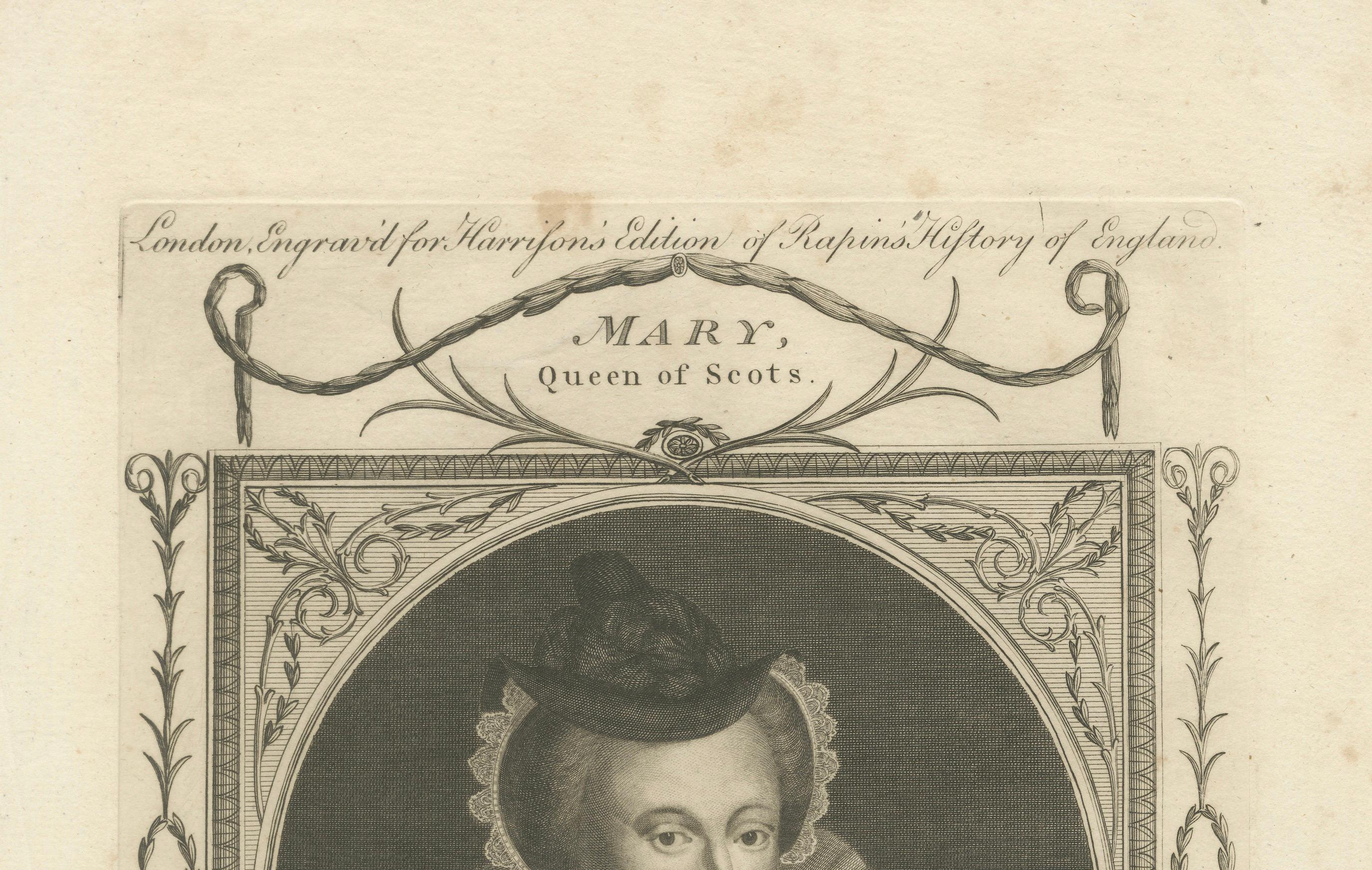 Paper 1784 Engraved Elegance of Mary, Queen of Scots - Tragic Monarch For Sale