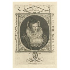 1784 Gestochene Eleganz von Maria, Königin der Schotten - Tragische Monarchin
