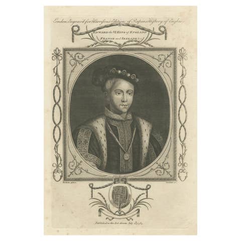 1784 Engraved Portrait of Edward VI - Young English Monarch