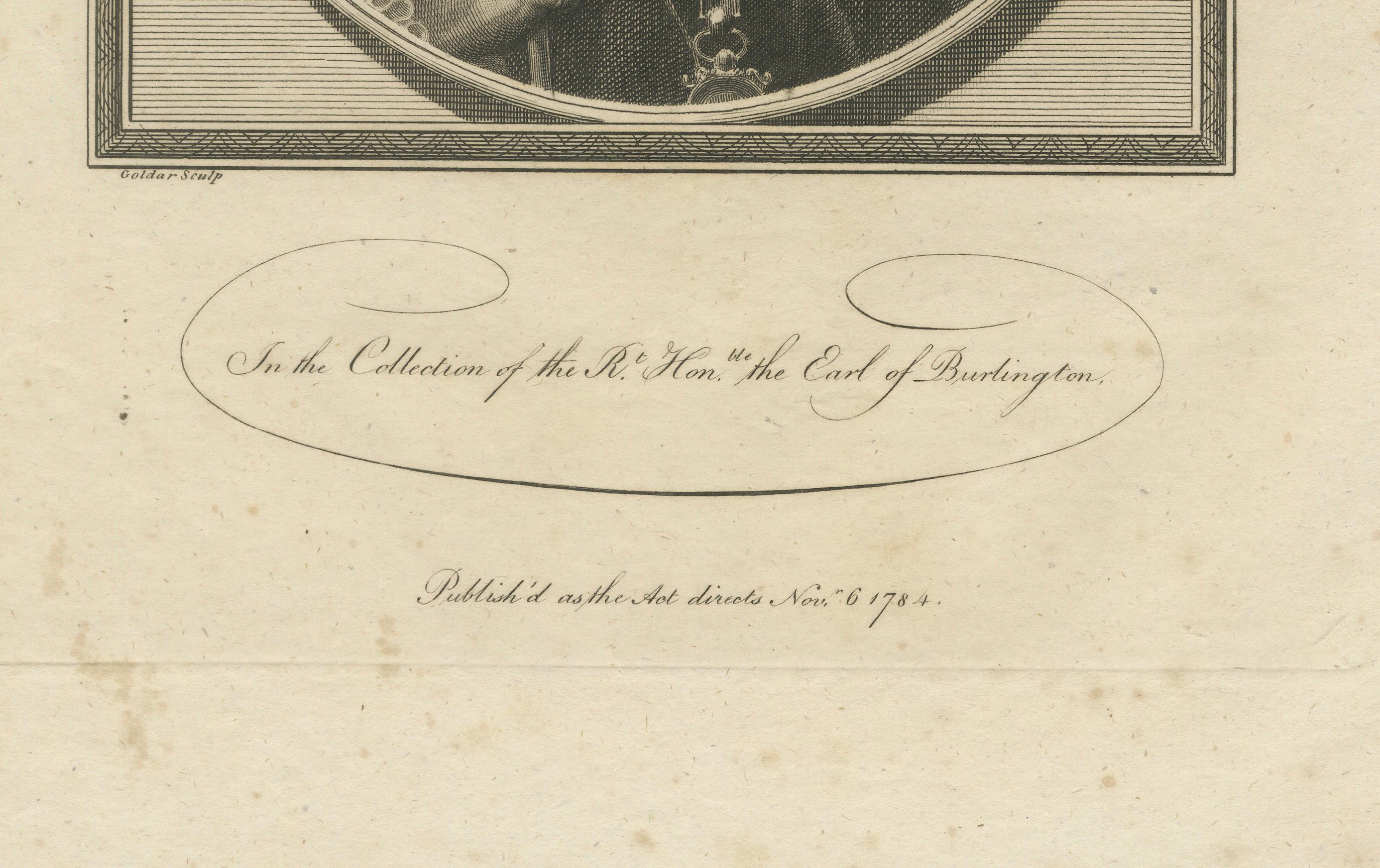 Paper 1784 Engraved Portrait of William Cecil, Elizabethan Mastermind For Sale