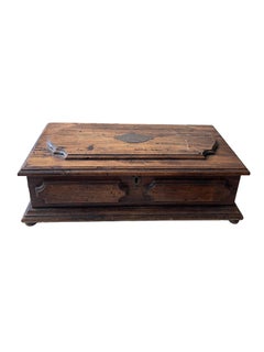 1784 French Louis XVI Walnut Document Box with Engraved Metal Plaque