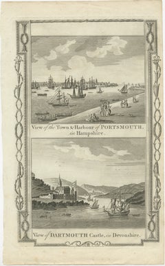 1784 View Of Portsmouth Harbour And Dartmouth Castle By Walpoole