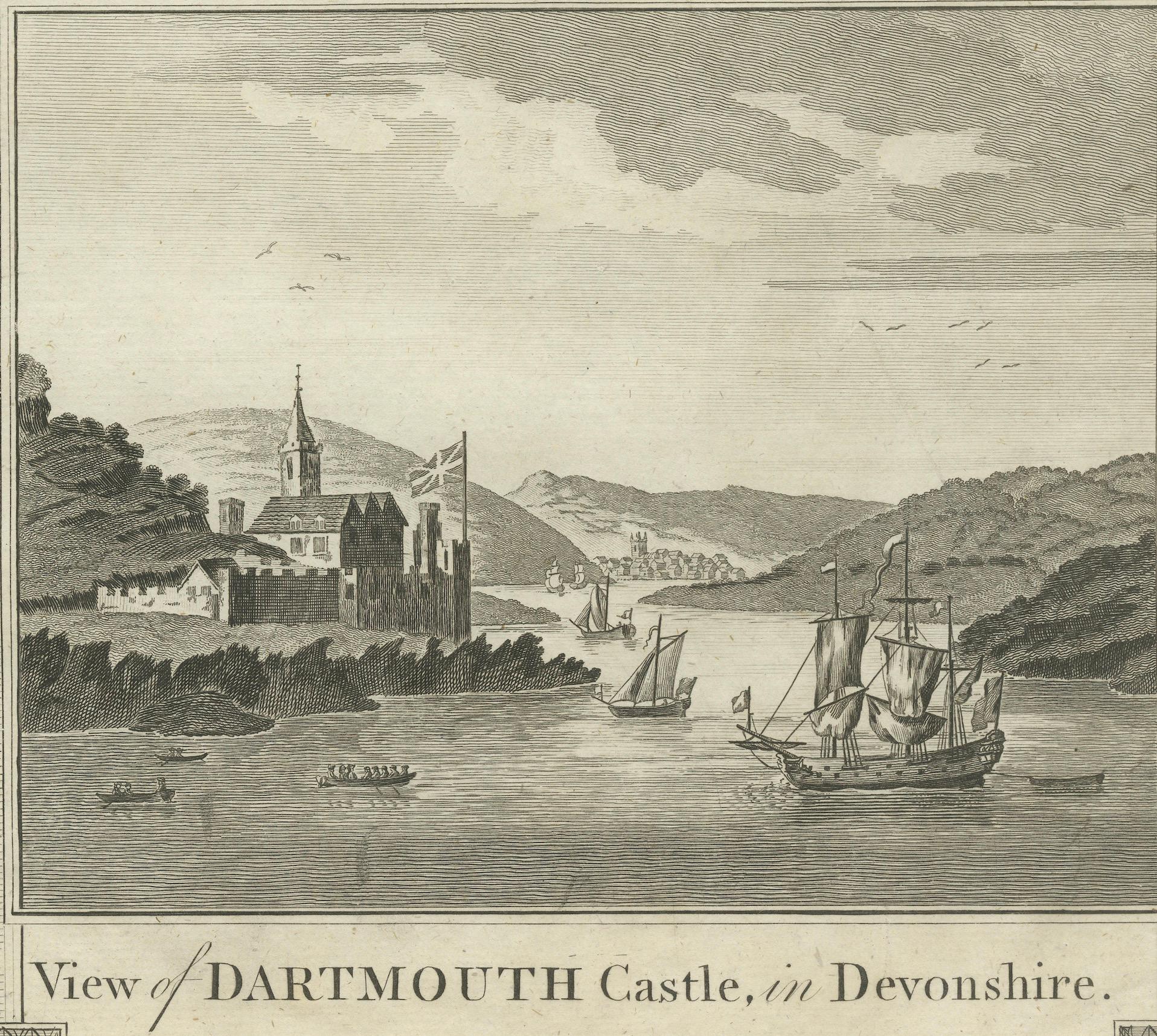 1784 Vista del porto di Portsmouth e del castello di Dartmouth di Walpoole In condizioni buone in vendita a Langweer, NL