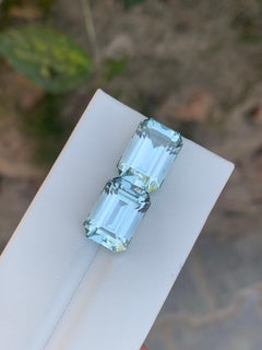 17.85 Carat Natural Loose Aquamarine Pair Emerald Shape Gemstone