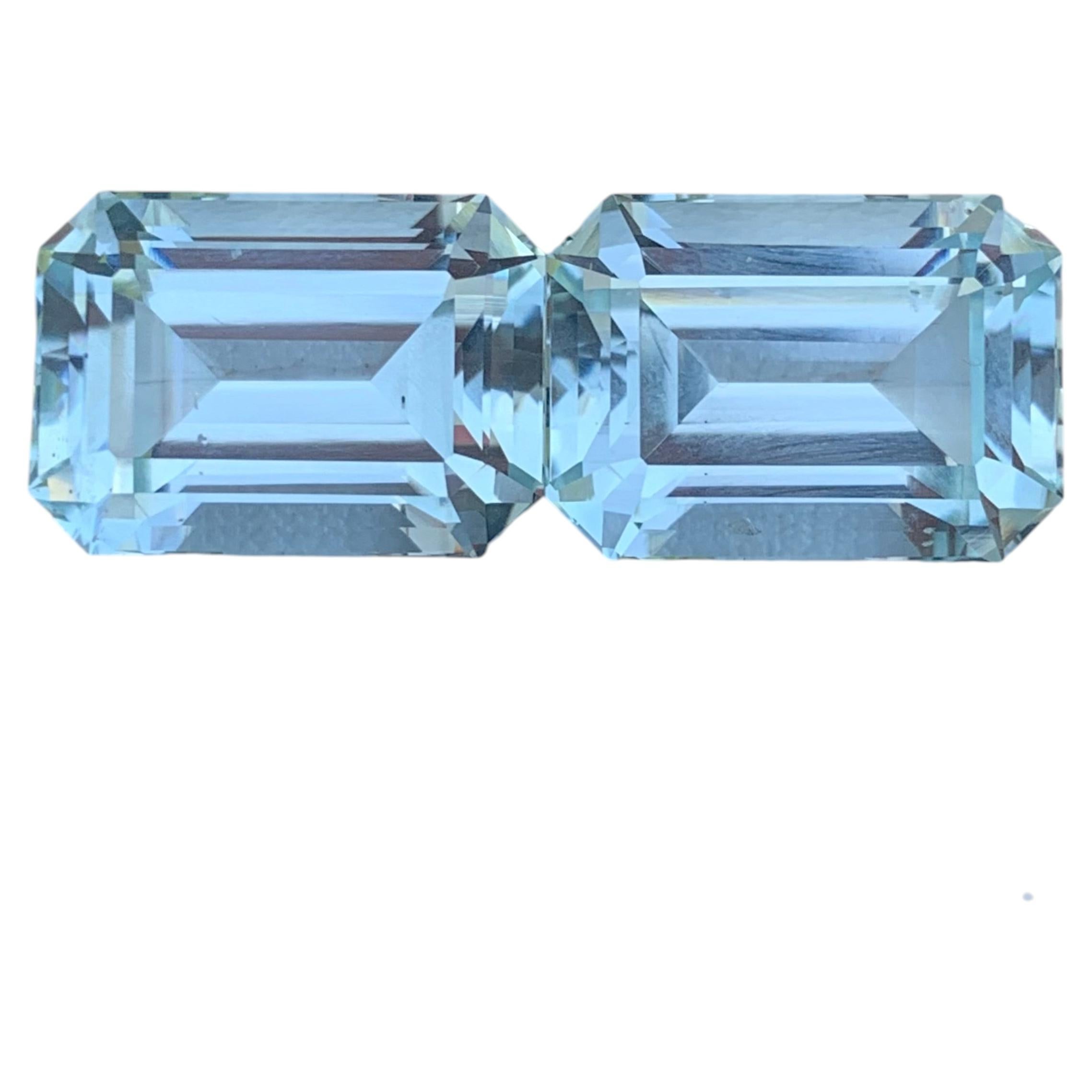 17.85 Carat Natural Loose Aquamarine Pair Emerald Shape Gemstone