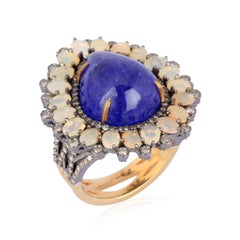 17.85 Carat Tanzanite Opal Diamond Ring