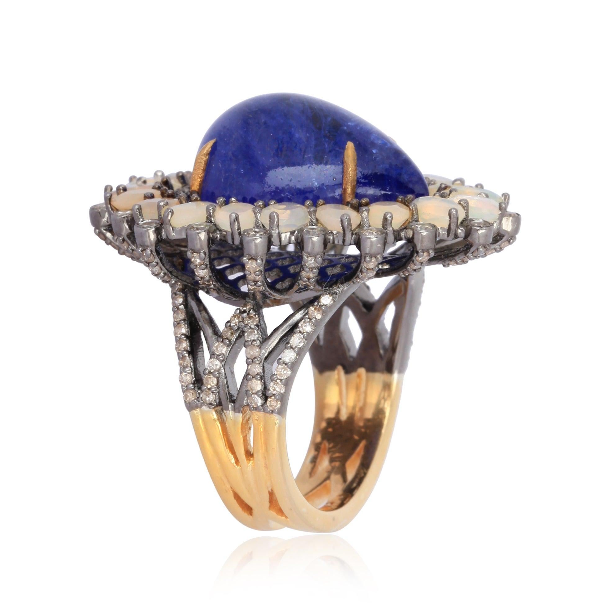 For Sale:  17.85 Carat Tanzanite Opal Diamond Ring 3