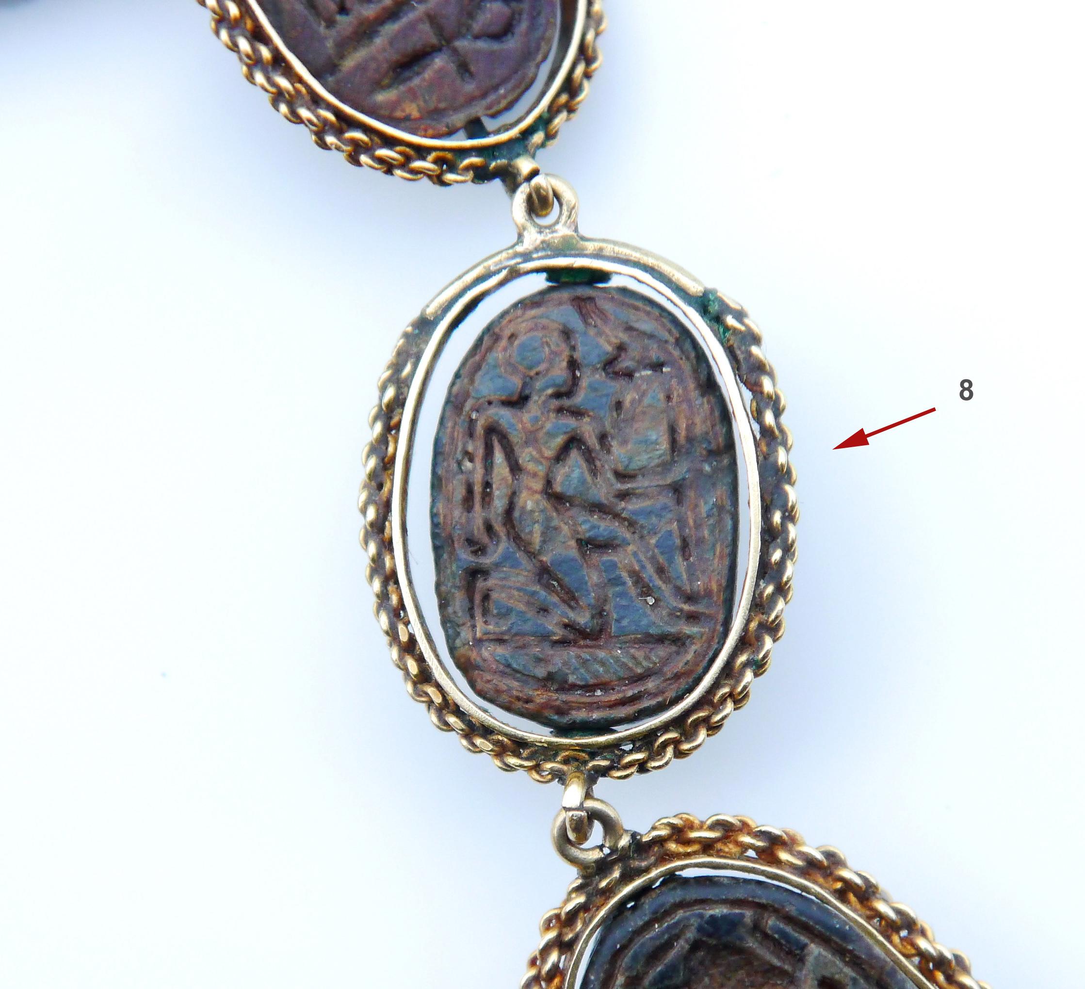1786 -1567 BC Collier Hyksos Scarabs Egyptian Revive Or 18K /37.5cm/51gr en vente 8