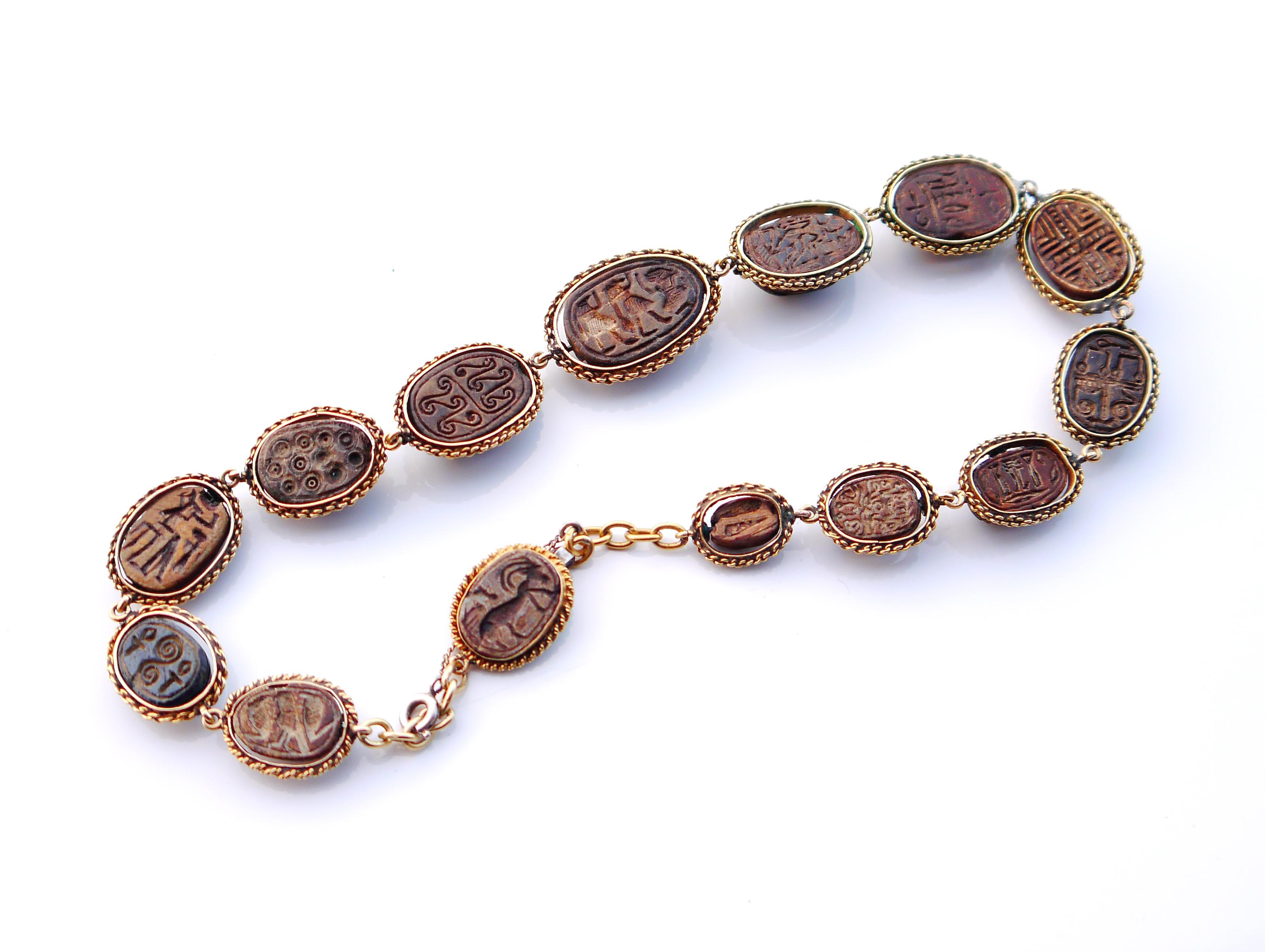 1786 -1567 BC Hyksos Skarabäus Ägyptische Revival Halskette 18K Gold /37,5cm/51gr für Damen oder Herren im Angebot
