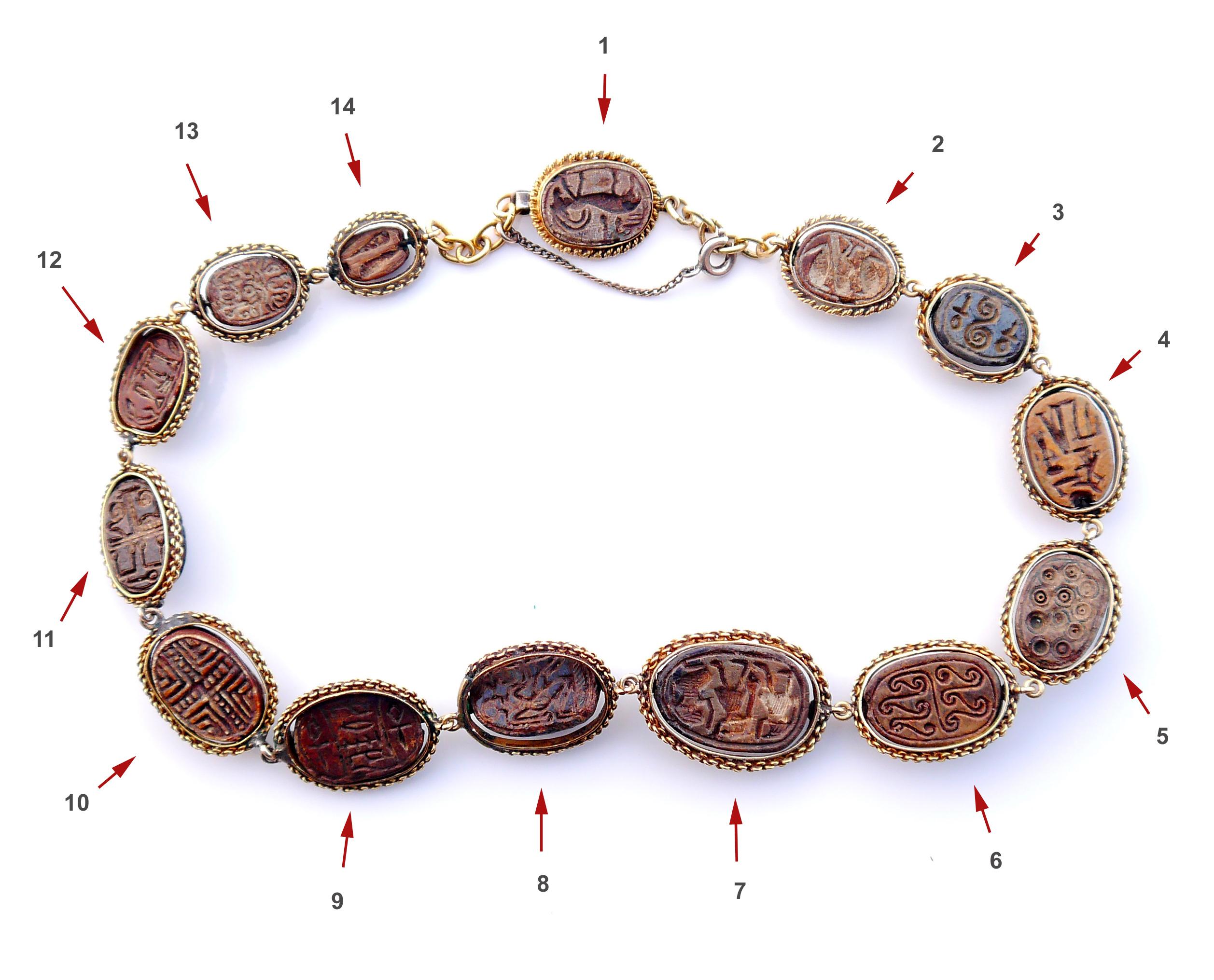 1786 -1567 BC Hyksos Skarabäus Ägyptische Revival Halskette 18K Gold /37,5cm/51gr im Angebot 1