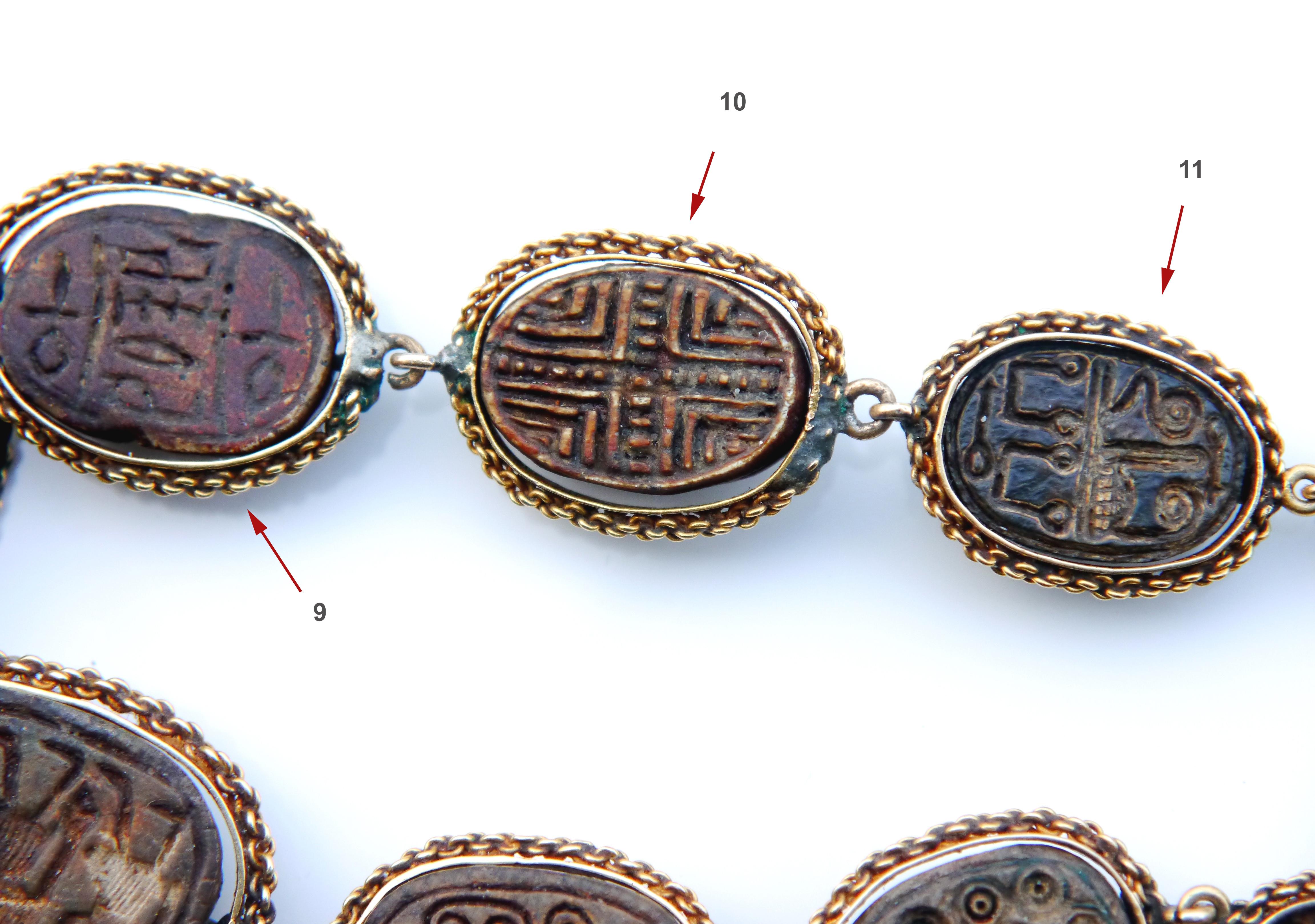 1786 -1567 BC Hyksos Skarabäus Ägyptische Revival Halskette 18K Gold /37,5cm/51gr im Angebot 4