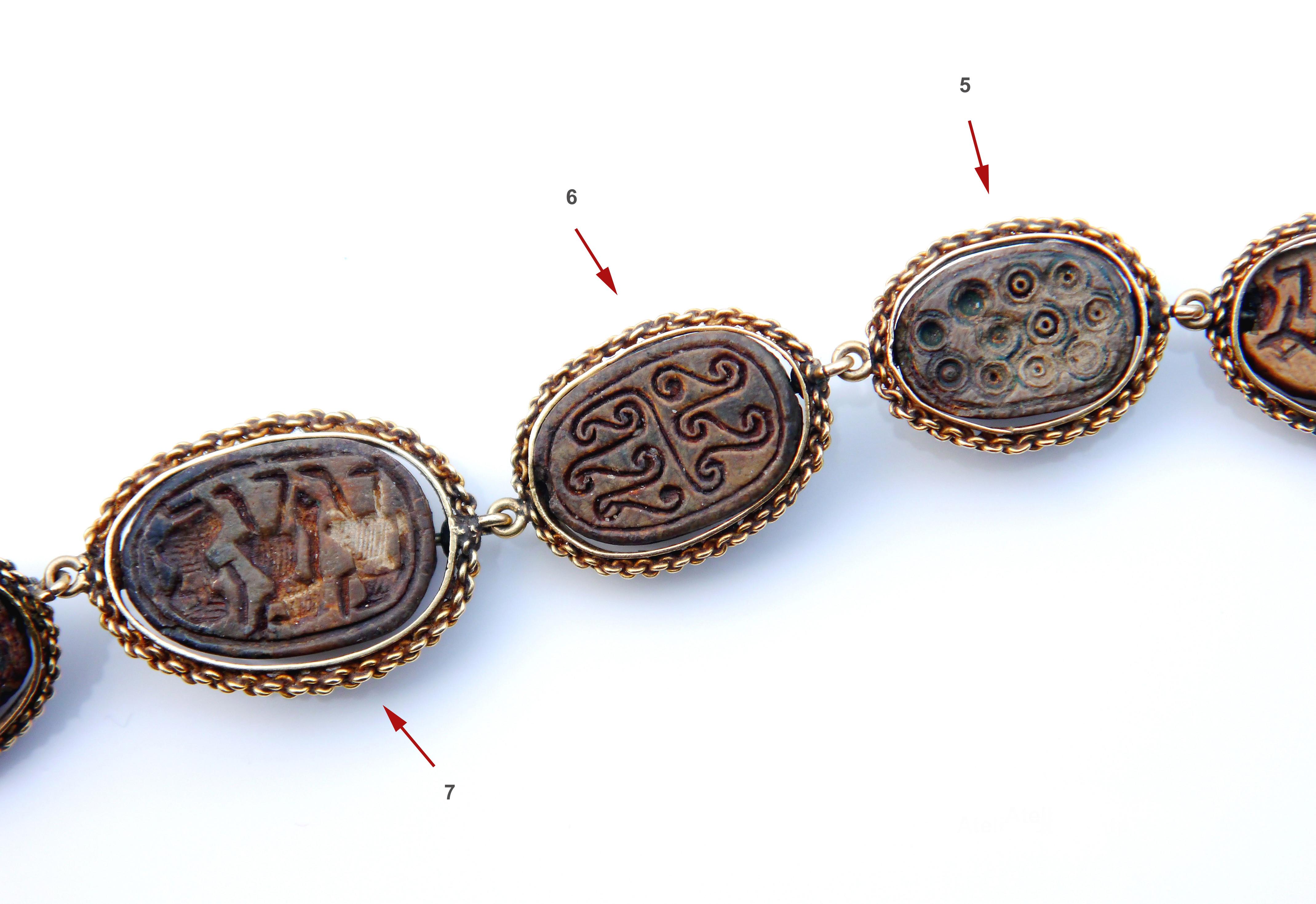1786 -1567 BC Hyksos Skarabäus Ägyptische Revival Halskette 18K Gold /37,5cm/51gr im Angebot 5