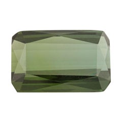 Vintage 17.86 Carat Loose Tourmaline Gemstone, Genuine Green Rectangular