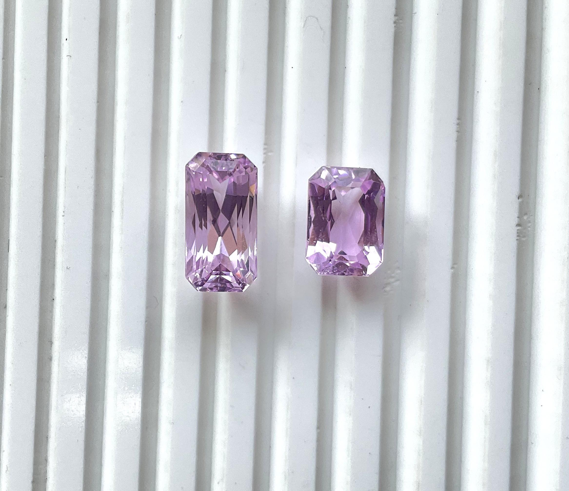 Art Deco 17.86 Carats Pink Kunzite Octagon Natural Cut Stones For Fine Gem Jewellery For Sale