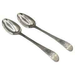 1786 Pair of Old English Engraved Tablespoons