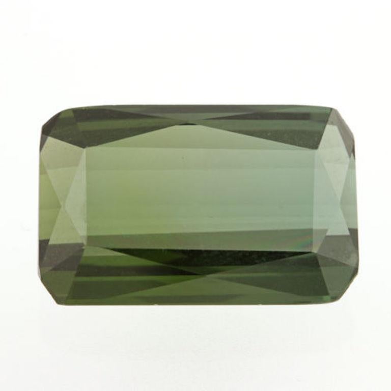 17.86 Carat Loose Tourmaline Gemstone, Genuine Green Rectangular In Excellent Condition For Sale In Greensboro, NC