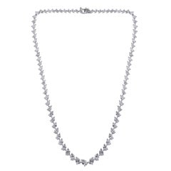 17.87 Carats Natural Pear-Shaped Diamond 18K White Gold Riviera Tennis Necklace