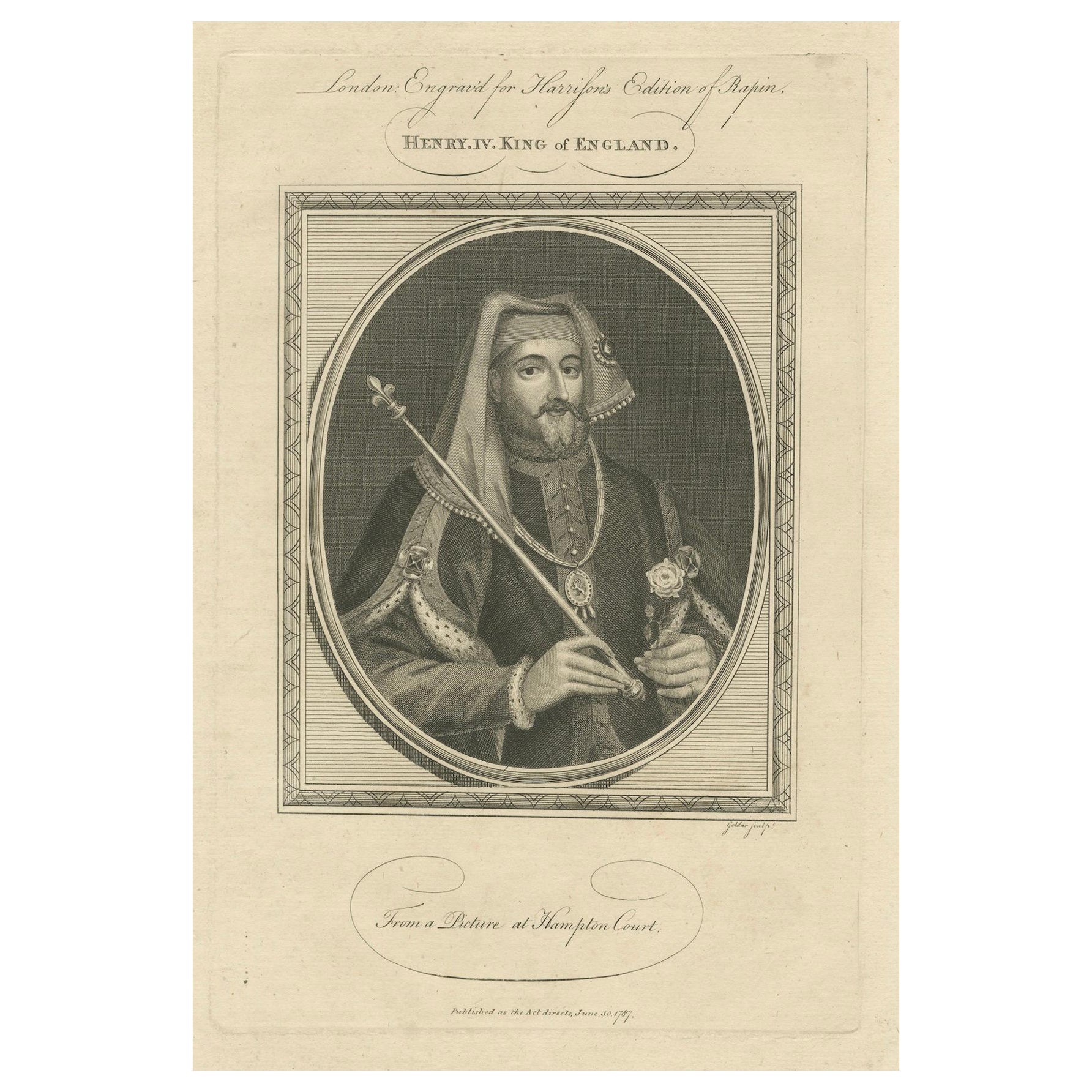 1787 Gestochenes Porträt von König Heinrich IV - Lancastrischer Herrscher