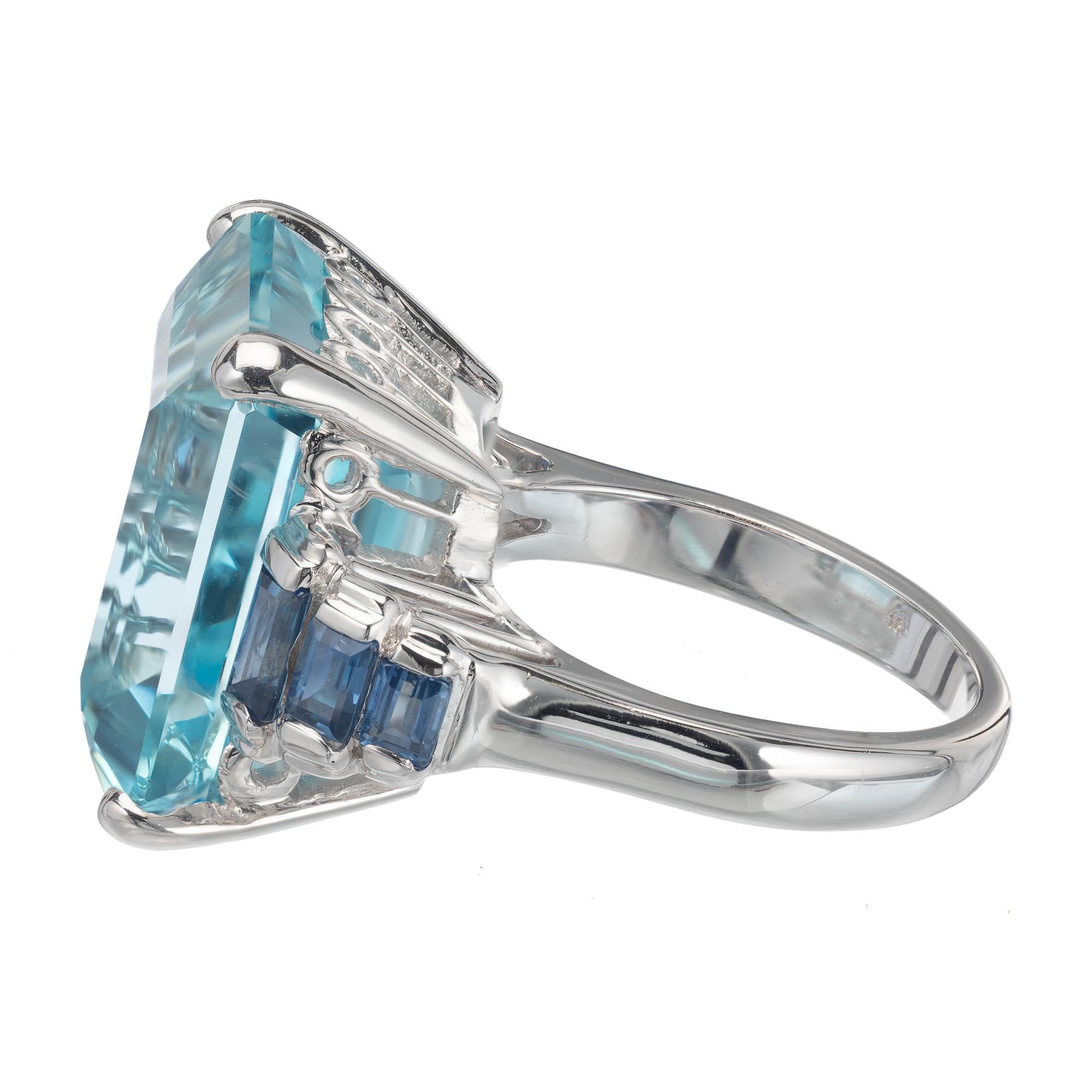 17.88 Carat Aquamarine Sapphire White Gold Cocktail Ring In Good Condition In Stamford, CT