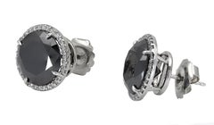 17,88 Karat runde schwarze Diamant-Halo-Ohrstecker