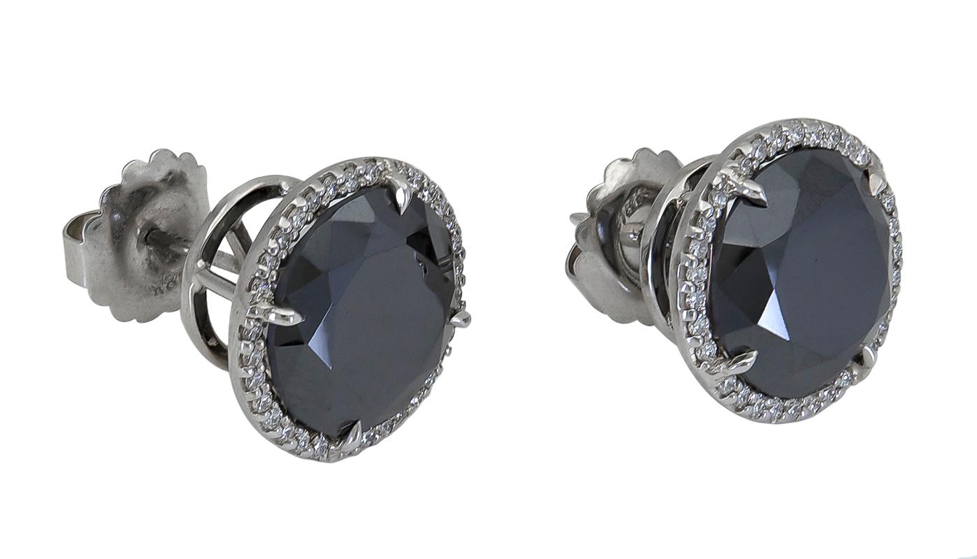 black diamond halo earrings